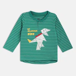 MINI KLUB Boys Striped Henley Neck Cotton T-shirt-picture-49
