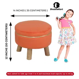 Shadowkart Set Of 2 Wooden Round Shaped Pouffe Ottomans image 5