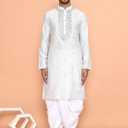 Arihant Rai Sinha Men Ethnic Motifs Embroidered Regular Thread Work Kurta with Dhoti Pants-3