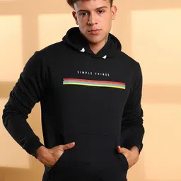 Campus Sutra Men Printed Hooded Sweatshirt With Kangaroo Pocket-image-31