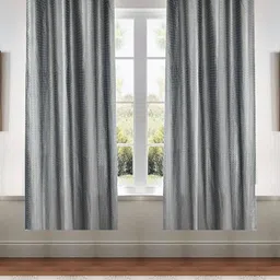 Kanodia Poly Fab Grey 2 Pieces Room Darkening Window Curtain-image-35