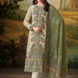 Stylee LIFESTYLE Floral Printed Pure Silk Unstitched Dress Material-image-42