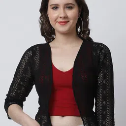 Moonaa Fashion Self Design Cotton Shrug-38
