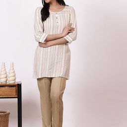 AURELIA Women Striped Regular Kurti with Trousers-picture-48