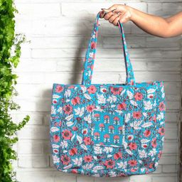 Feels Like Home Floral Printed Oversized Shopper Tote Bag with Quilted-35