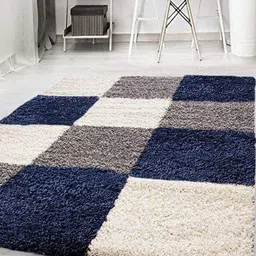 Banchmark Home Furnishings Navy Blue Geometric Polyester Carpet-picture-38