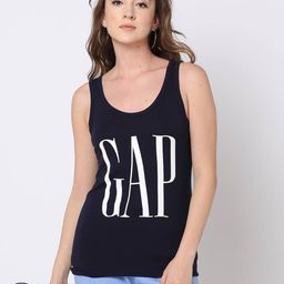 GAP Brand Logo Printed Sleeveless T-shirt-image-73