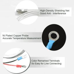 K Type Patch Surface End Face Thermocouple Cold Pressure Nose Probe PT100 Temperature Sensor SMD Round Hole Temperature Probe (1 Meter) image 4