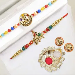 MEIRA JEWELLERY Set Of 2 Lord Krishan Rakhi With Greeting Card Gift Set-image-63