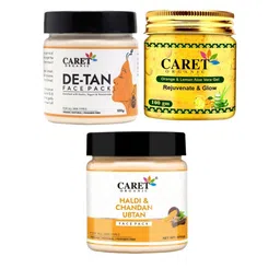 CARET ORGANIC Set Of 3 De-Tan Face Pack, Haldi Chandan Ubtan & Aloe Vera Gel-100 g Each-2