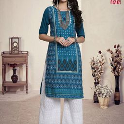 HERE&NOW Selection Of 2 Floral Printed Round Neck Straight Kurtas-30