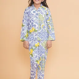 PICCOLO Girls Floral Printed Pure Cotton Night suit-picture-9