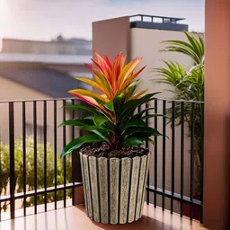 Kuber Industries Camel Brown Textured Planters-23
