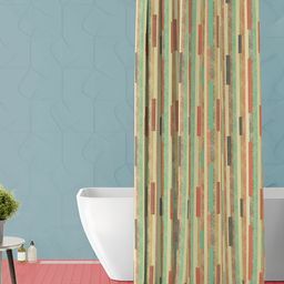 ArtzFolio Yellow & Green Geometric Printed Waterproof Shower Curtain-4