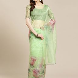 KALINI Floral printed Organza Saree-image-54