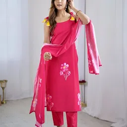 Happy Design Floral Printed Shoulder Straps Kurta With Trousers & Dupatta-picture-36