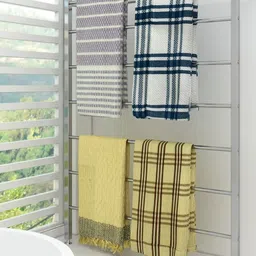 Myntra Elegant Homes Yellow And White 4 Pieces Cotton 210 GSM Bath Towels-image-1