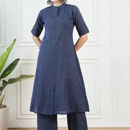 clothonus Women Ethnic Motifs Regular Self Design Pure Cotton Kurta with Palazzos-picture-32