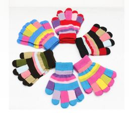 FIRMED STRING Unisex Kids Striped Winter Gloves set of 6-2
