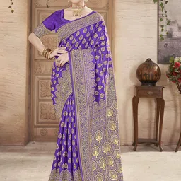 Dori Woven Design Zari Banarasi Saree with Unstitched Blouse Piece-picture-13