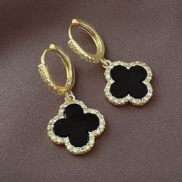 Palli Creation Korean Gold-Plated Crystals Studded Floral Drop Earrings-49