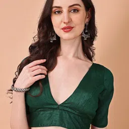 Tikhi Imli V-Neck Short Sleeves Saree Blouse-picture-33