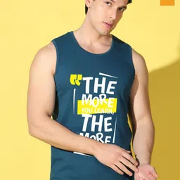 WOOSTRO Pack Of 2 Printed Combed Cotton Gym Vests - VWS26(MORE PEACOCK)(ENJOY MUSTARD)-14