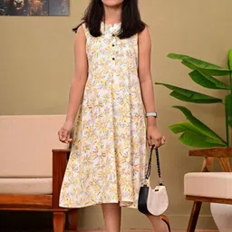 DMP EXPORT Girls Floral Print Fit & Flare Midi Dress-picture-1