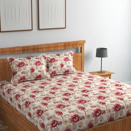 CHHILAKIYA Multicoloured Floral 210 TC King Bedsheet with 2 Pillow Covers-image-51