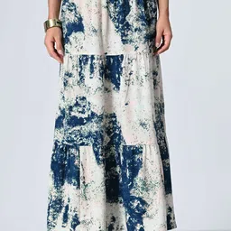 BAESD Tie-Dyed Tiered Maxi Skirt-image-15