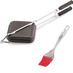 Nonstick Grill Sandwich Toaster Plus Silicone Brush Grill-image-23