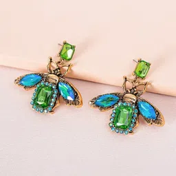 AVANT-GARDE PARIS Gold-Plated Rhinestone Butterfly Drop Earrings-image-74