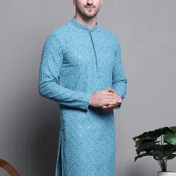 Jompers Men Geometric Embroidered Sequinned Kurta-picture-37