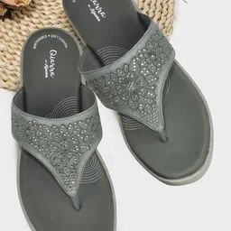 Ajanta Peep Toe Embellished Open Toe Flats-6