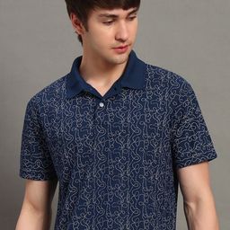 GET GOLF Abstract Printed Polo Collar Cotton T-shirt-image-82