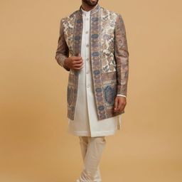 Twamev Self-Designed Mandarin Collar Sherwani Set-image-26