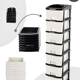 SUMOWARE INDUSTRIES Black & Grey Textured 7 Tier Multipurpose Modular Drawer image 4