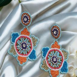 Vientiq Gold-Plated Artificial Beads Beaded Floral Shape Drop Earrings-12