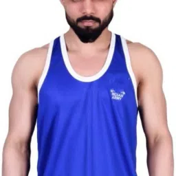Mayabati Blue With white Strip_L Men Vest-image-33