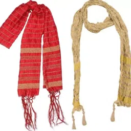 Art Silk Striped Multicolor Men Dupatta-image-4
