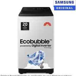 samsung 7 kg 5 star, Ecobubble, Super Speed, Digital Inverter, Fully Automatic Top Load Grey image 2