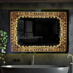 Engraved led mirror 18"X24" inch cherry plant design vertical & horizontal mount Bathroom Mirror-37