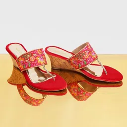 Metro Embellished Ethnic Wedge Heels-22