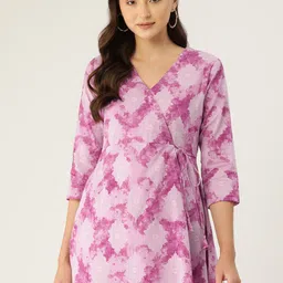FERANOID Ethnic Motifs Printed Pure Cotton Angrakha Kurti-image-42