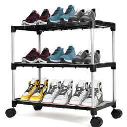 ADA Handicraft Black 3 layer Shoe Rack-13
