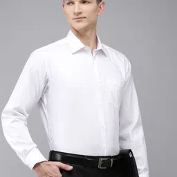 Van Heusen Self Design Custom Fit Textured Formal Shirt-image-31