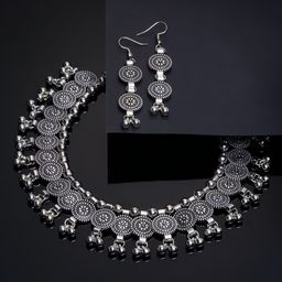 PANASH  Silver -Toned Oxidised Jewellery Set-27