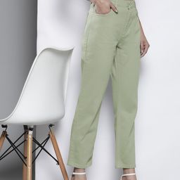 Trendyol Women Sage Green Straight Fit High-Rise Jeans-image-76