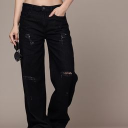 The Roadster Life Co. Women Pure Cotton 90's Baggy Fit Low-Rise Low Distress Jeans-image-96