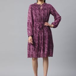 plusS Purple Abstract Print Knee Length A-Line Dress-picture-15